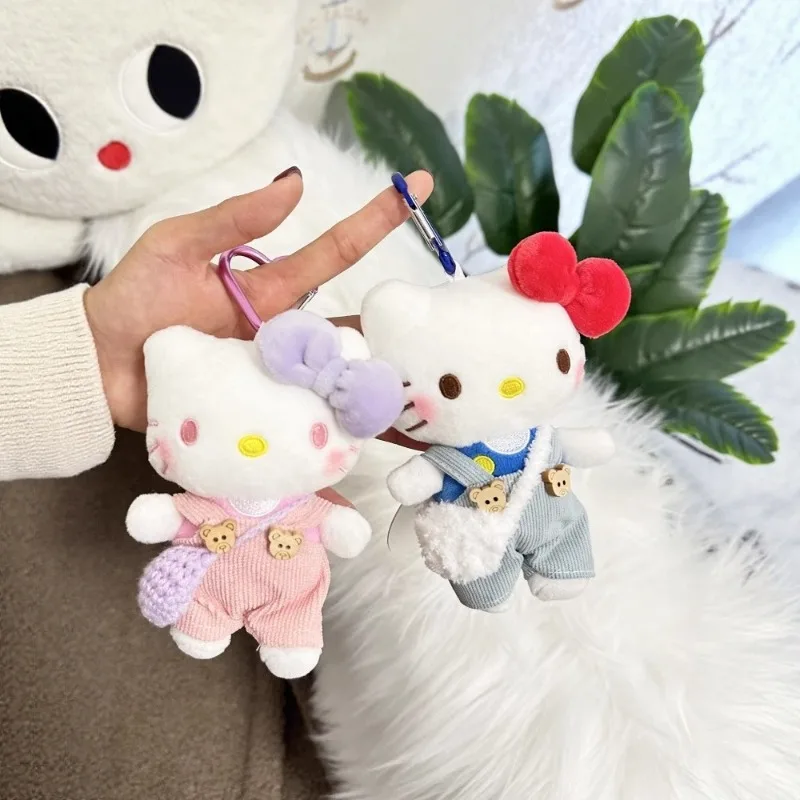 

MINISO Overalls Plush Bag Pendant New Doll Cute Cartoon Plush Doll Keychain Backpack Pendant Bag Parts Accessories Small Gifts