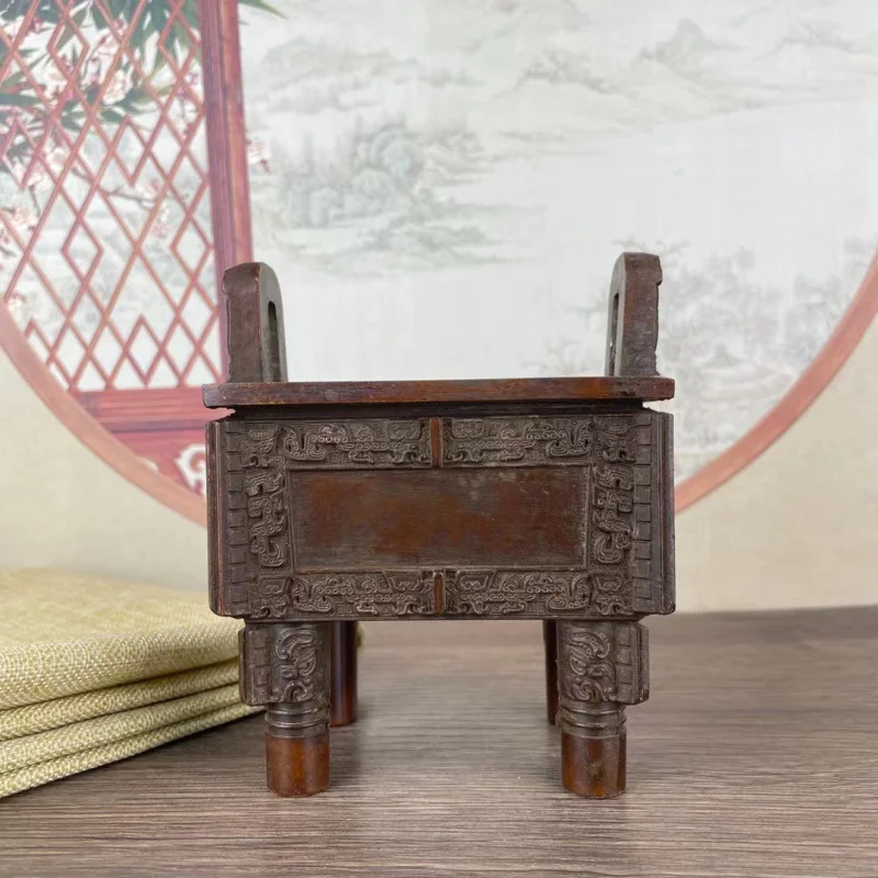 Bronze Tripod Decoration Brass Simuwu Cauldron Quadripod Decoration Living Room and Shop Company Opening Gifts Antique Large