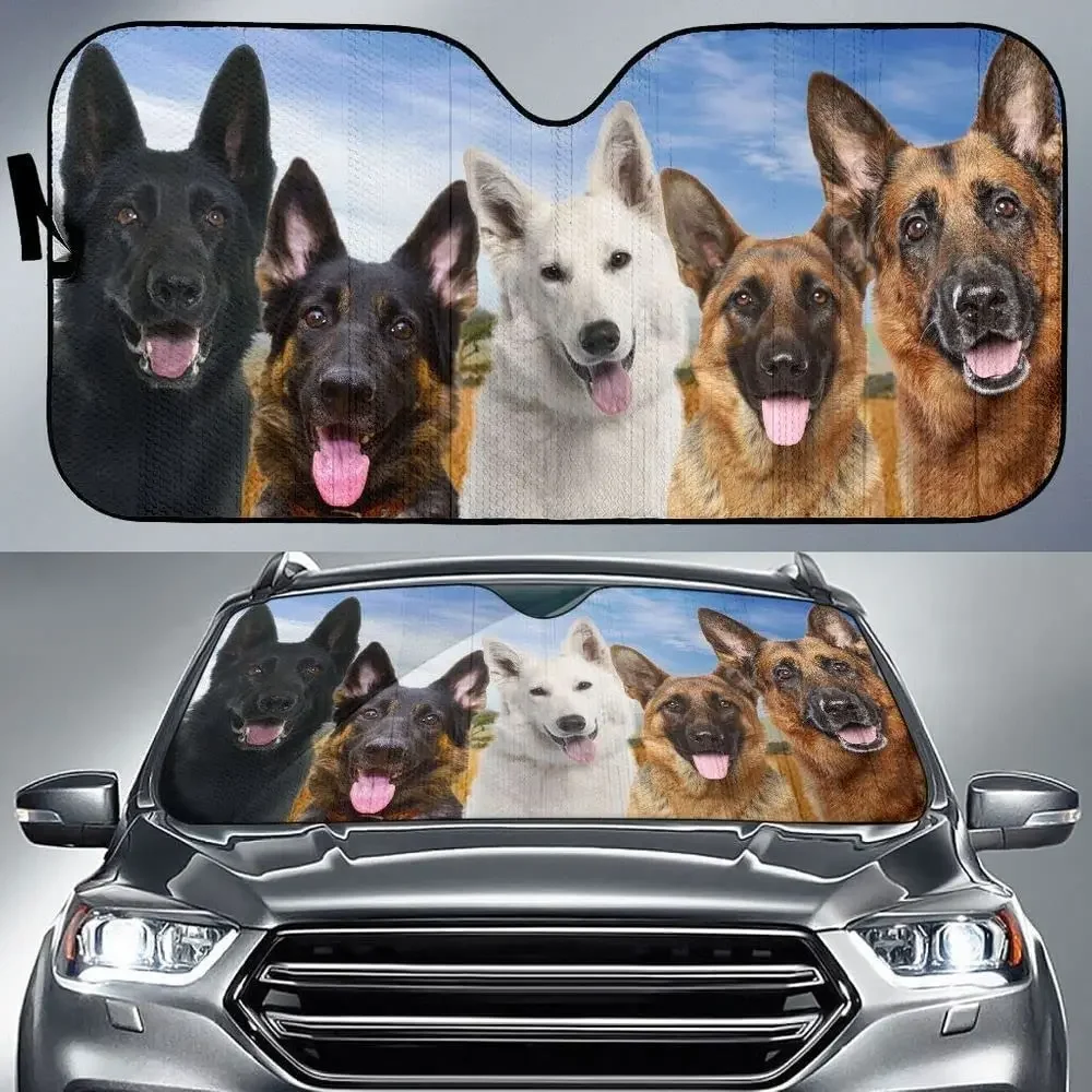 Black and Tan and White German Shepherd Dog Lover Car Sunshade Windshield Window, Gift for German Shepherd Lover, Car Windshield