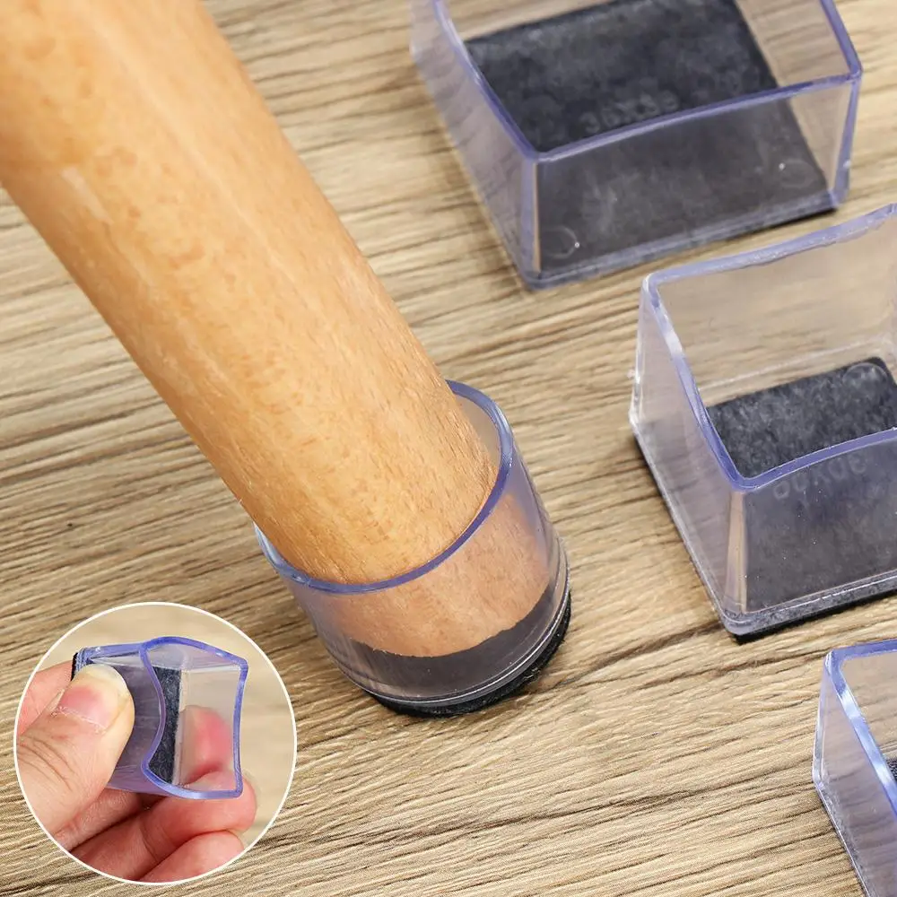 New 4Pcs/Set Transparent Table And Chair Leg PVC Caps Silicone Pads Foot Cover Non-slip Furniture Floor Protector Pads
