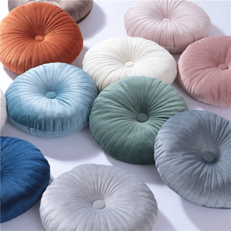 Nordic Candy Color Round Quilted Pumpkin Pillow Lumbar Pillow Floor Cushion Sofa Bay Window Pillow Cushion