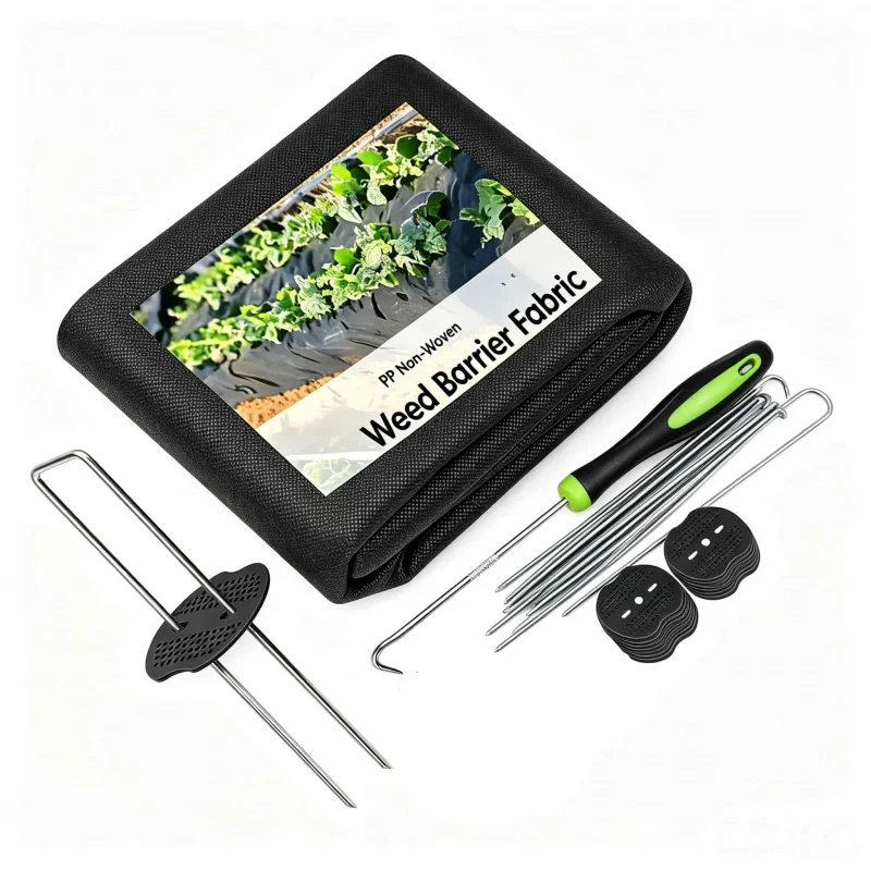 Heavy-Duty Non-Woven Plant Protection Cover for Garden Beds with Ground Pegs And Hooks Easy-to-Install Weed Barrier Material