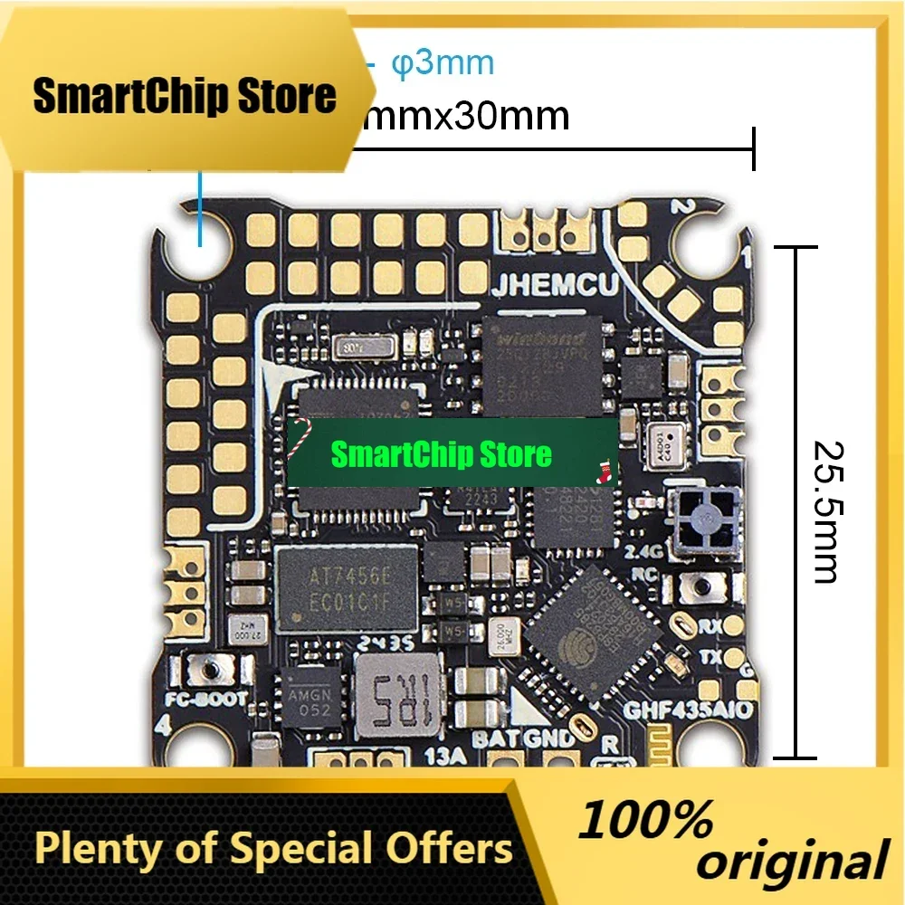 SmCpFor JHEMCU GHF435AIO With 20A ESC (AM32) 2-4S OSD Baro Blackbox 16MB GPS Built-in ELRS 2.4G CRSF For RC FPV Drone