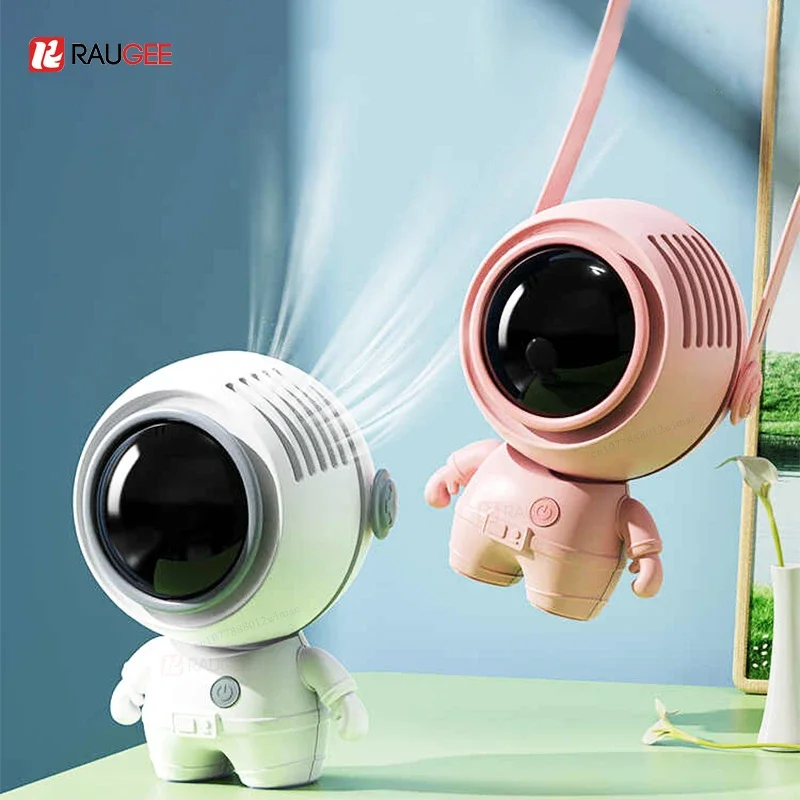 Portable Neck Fan Mini Handheld Fan Rechargeable Hand Fan For Outdoor Small Astronaut USB Hang Neck Fan with 3 Gear
