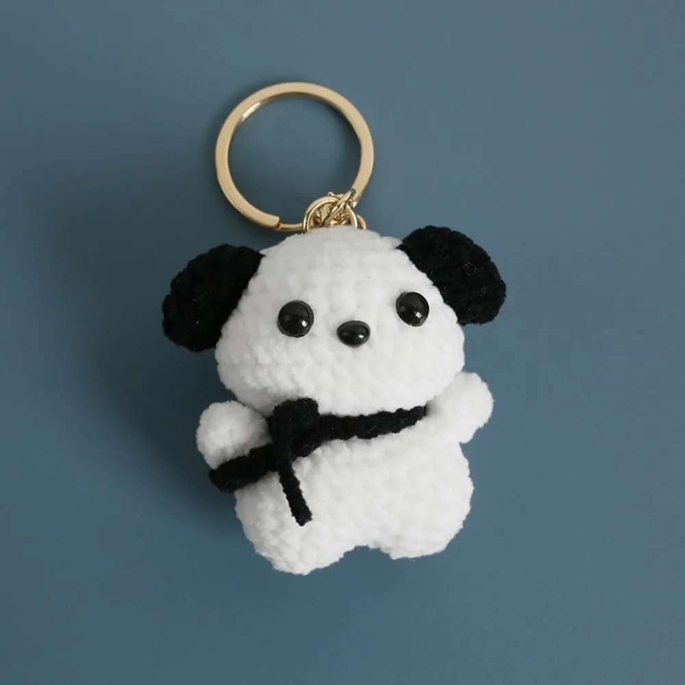 Finished Product Knitted Dog Pendant Handmaking Animal Handwoven Dog Key Ring Cartoon Cute Crochet Keychains Bag Charm