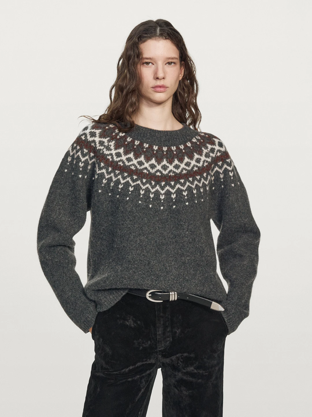 

Осень-зима, новый повседневный круглый Ne Retro ey Fair Isle, вязаный мягкий шерстяной свитер, женская трикотажная одежда, удобный свободный крой