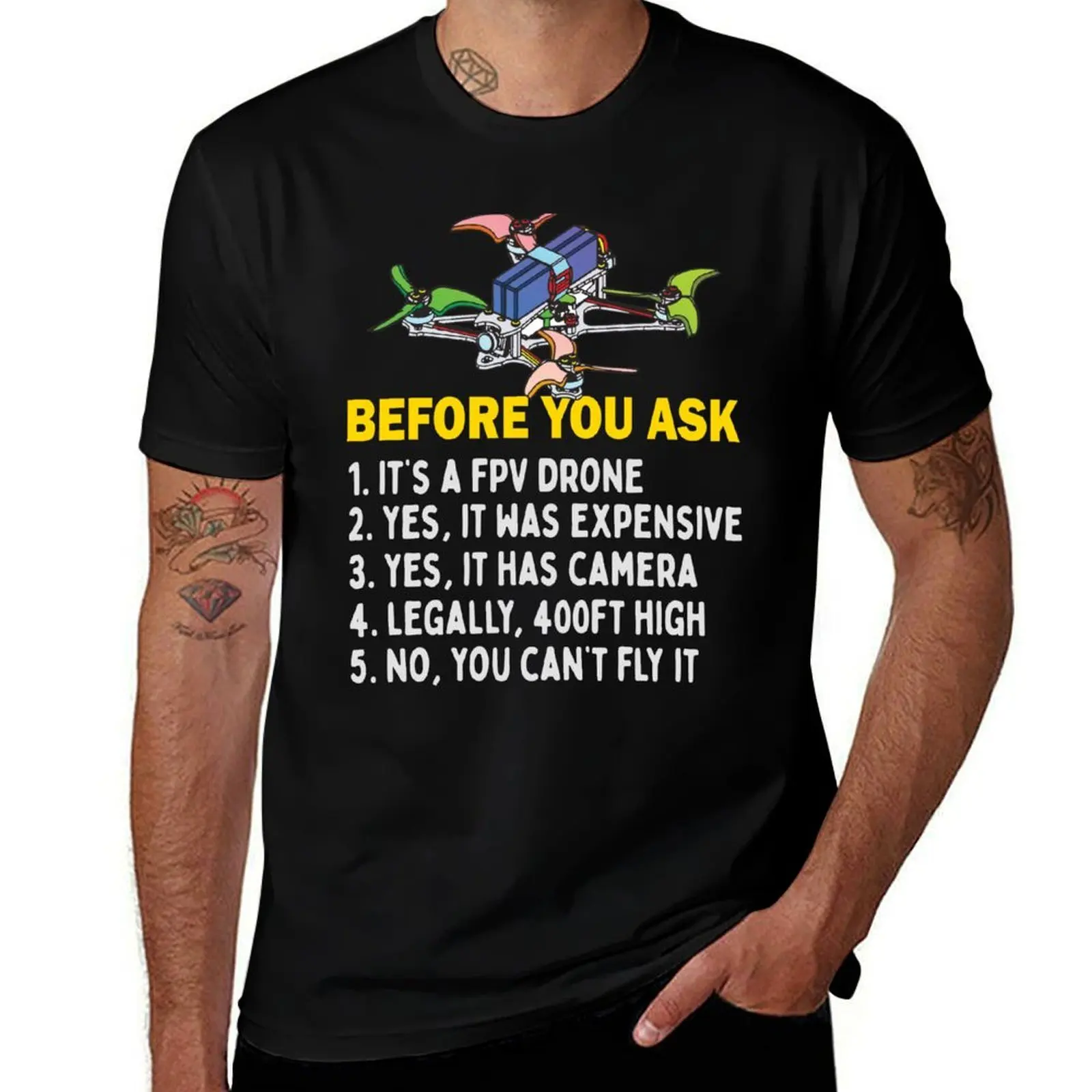 Fpv Racing Drone Quadcopter Pilot Funny Quote T-Shirt cotton tshirt 100% T-Shirt
