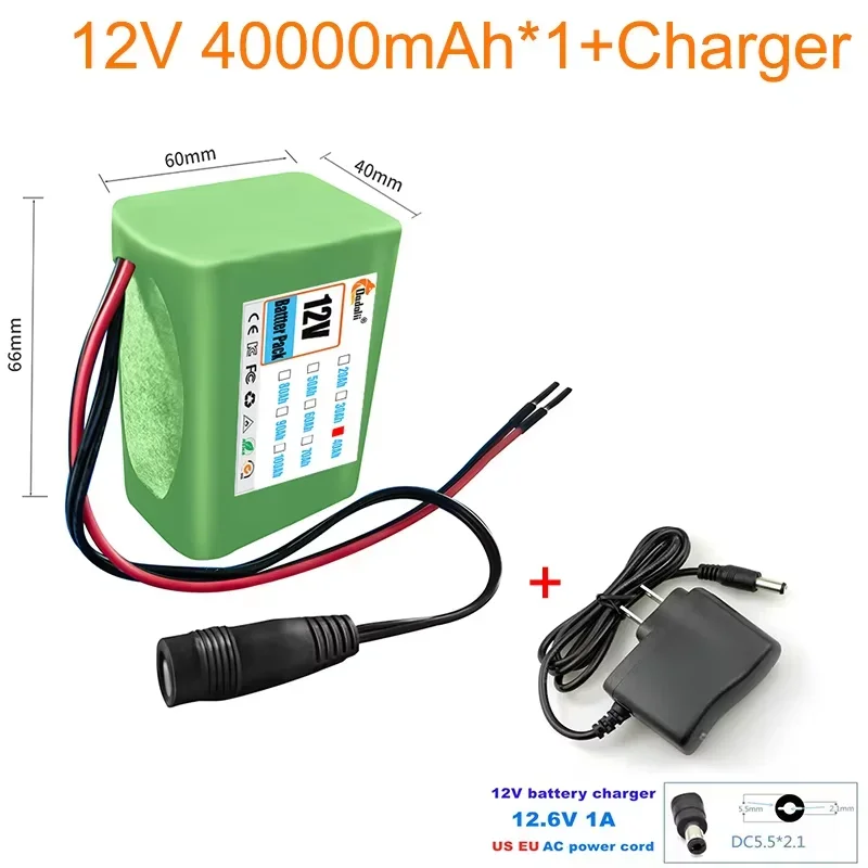 Batterie 3S2P 12V 40000mah 18650 Li-ion 30Ah, batteries rechargeables avec BMS, panneau de Protection + chargeur