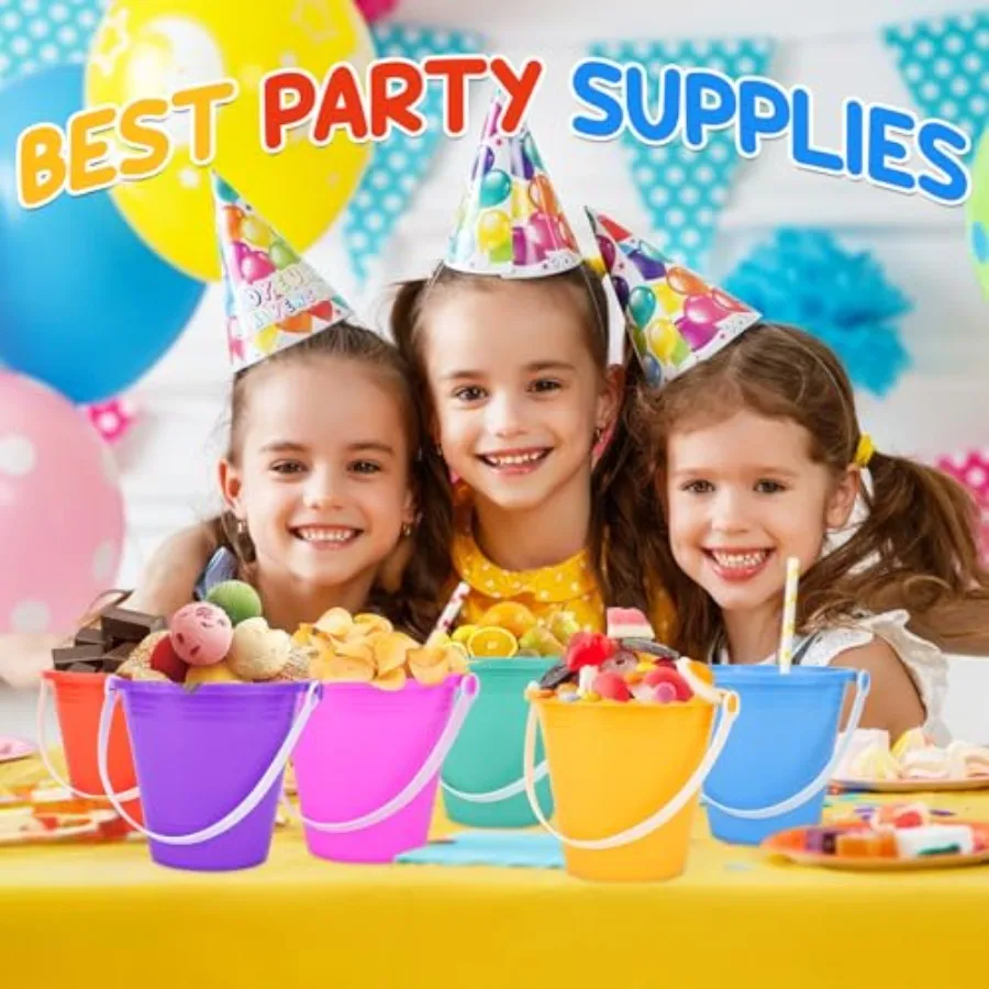 Cubo de playa de arena de 5 pulgadas con palas, cubo de agua para diversión en la playa, gran accesorio para fiesta de verano (24 cubos + 24 palas)