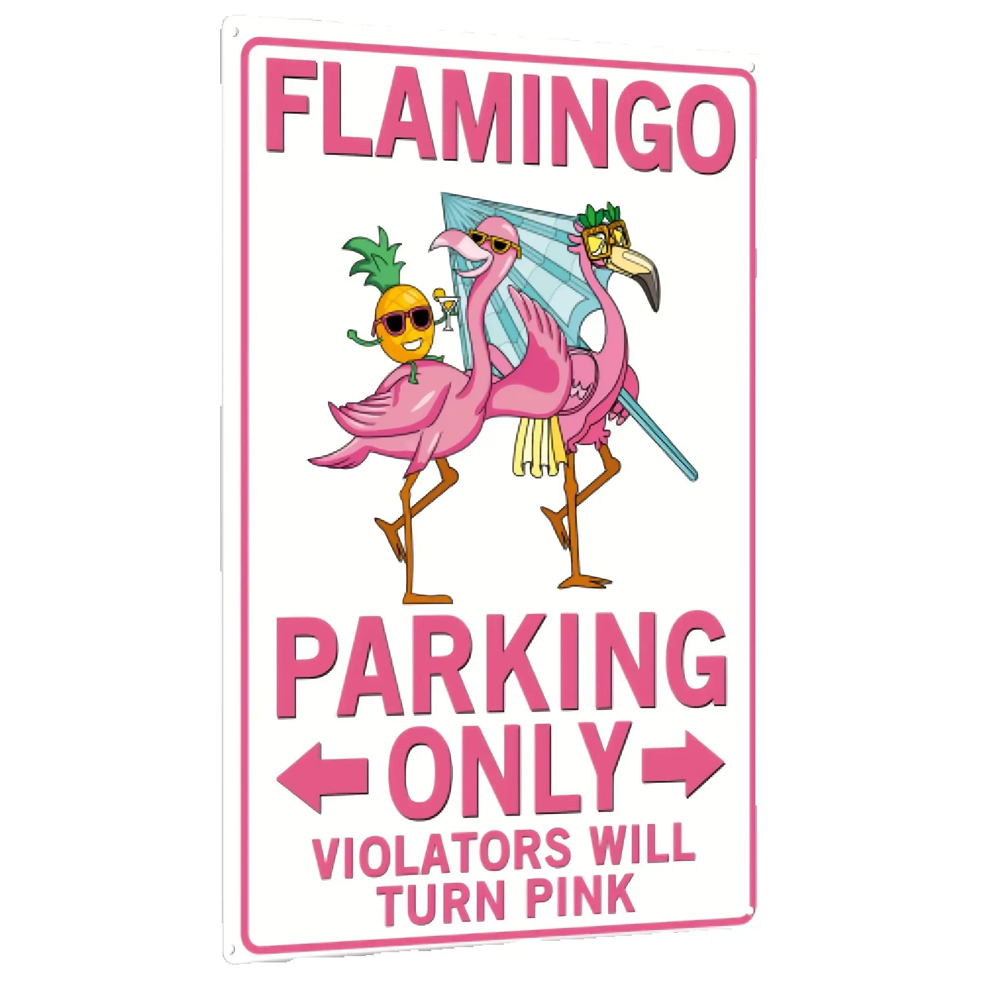Putuo Decor, 1 st Nyhet Metallplakett, Flamingo Parkering Endast Tennskylt Väggkonst Affisch för Trädgård Hem