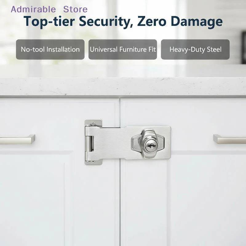 [W]Stainless Steel Locking Hasp Latch Anti-Theft High Strength Sturdy for Office Cabinet Drawer Luggage Box Hardware