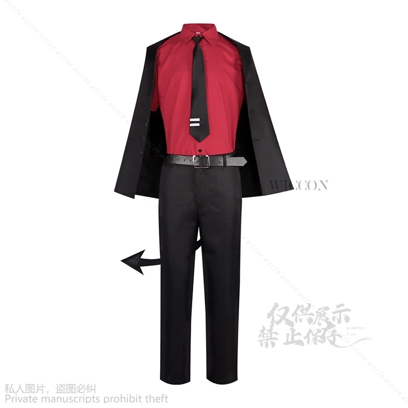 Game Helltaker The Awesome Demon Justice Cosplay Costume Adult Women Men Outfits Shirt Pants Jacket Tail Halloween Carnival Wigs