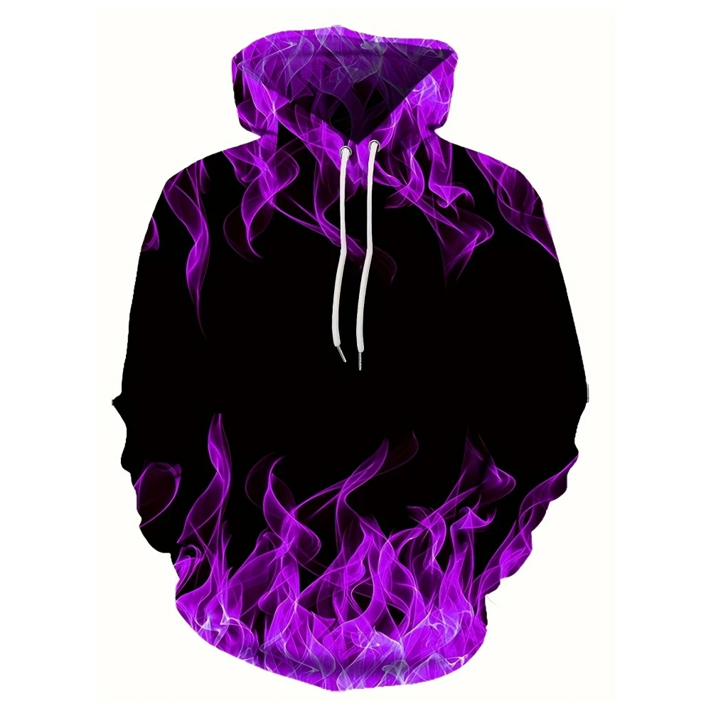 Men's Hoodie for Men Clothing Flame 3D Print Sweatshirts Casual Fashion Daily Autumn Long Sleeve Hoodies Vintage Y2k Clothes Top