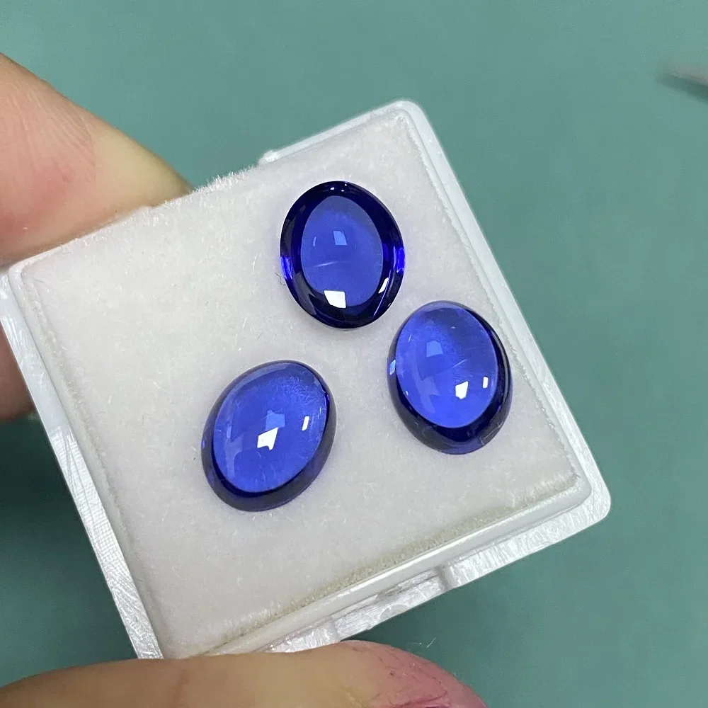 New Oval Cabochon Lab-Grown Sapphire Loose Gemstones for DIY Jewelry Making