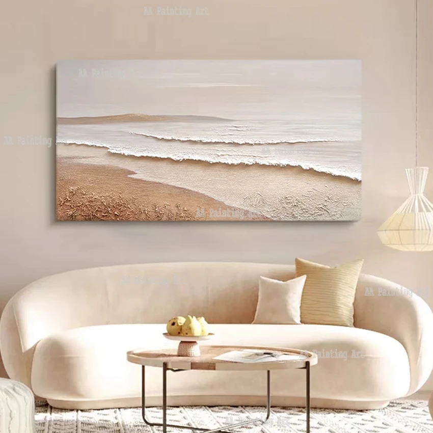 Living Room Decor, Large Size Sea Wave Oil Painting, Luxury Textured Acrylic Art On Canvas, Home Wall Showpieces