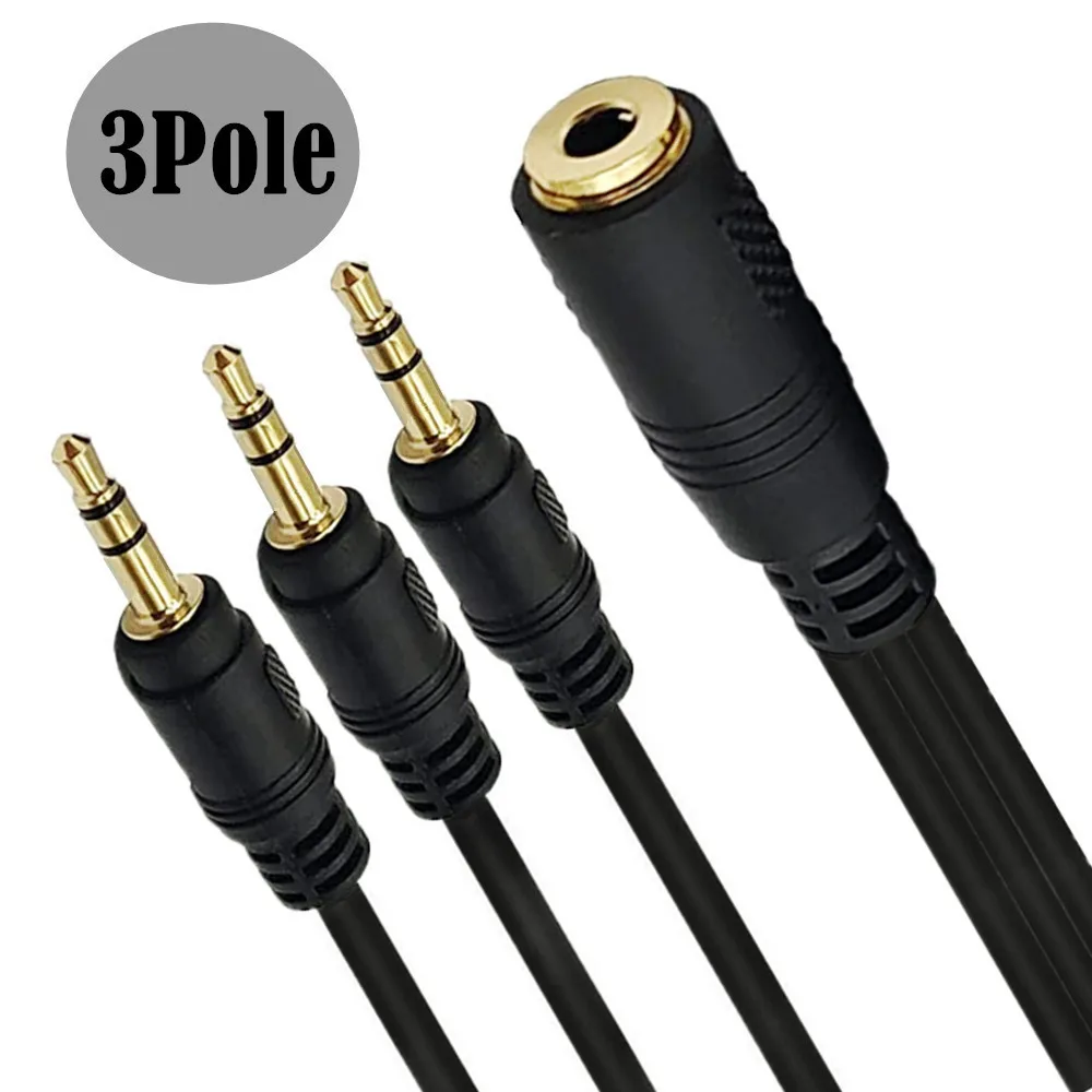 Audio Cable 1/3 Extension Cable 3 Levels 3 Sections DC3.5mm Female Stereo Divided Into 3 DC3.5mm Public Body Sound