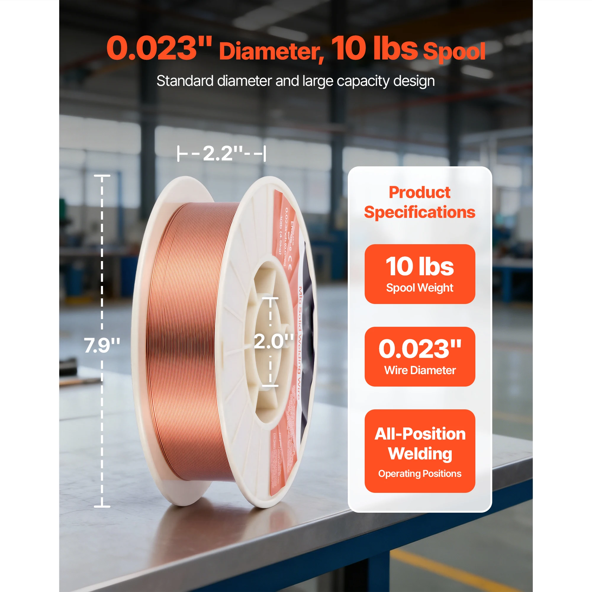 VEVOR Solid MIG Welding Wire ER70S-6 0.023/0.03/035-inch 10 LBS with High Deoxidizers for All-Position Gas Shielded Welding