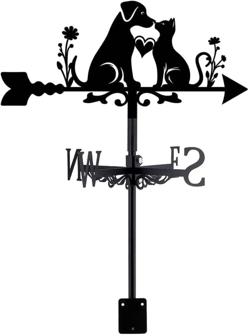 Cat Dog Weather Vane Animal Weathervane Black Metal Weathercock Cute Pet Wind Vanes Garden Art Decor Garden making kit