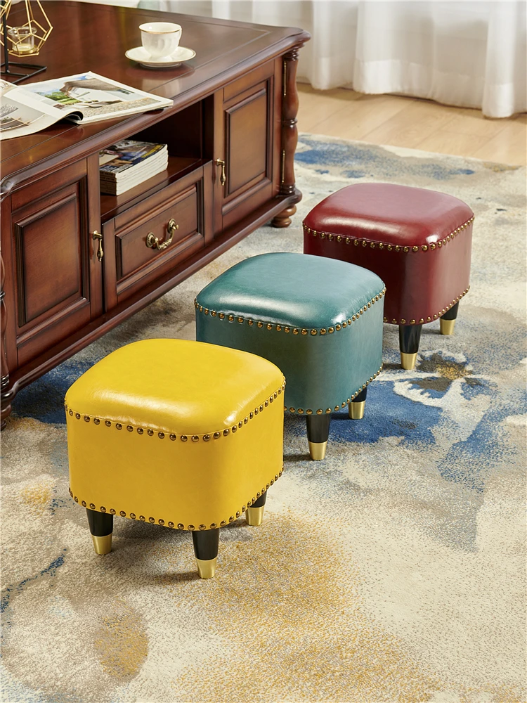 

Low Stool American Leather Pier Wearing Shoe Stool Household Small Stool Low Stool Changing Shoe Stool Sitting Pier