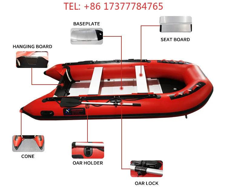 Folded  PVC Inflatable Rowing Boat for 6-8 Persons Outdoor Entertainment on Lake River and Offshore Fishing Inflatable Boat