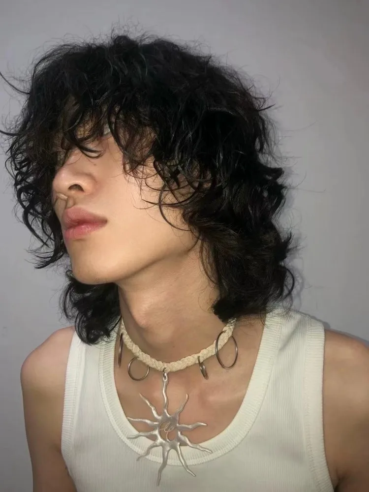 HUANZHI White Sun Pendant Necklace Silver Color Circle Cotton Twine Choker Fashion Personality Punk Jewelry for Women Men Unisex