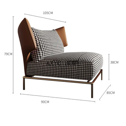 

Houndstooth Sofa Living Room Italian Style Minimalist Casual Couch Single Light Luxury Wingback Chair