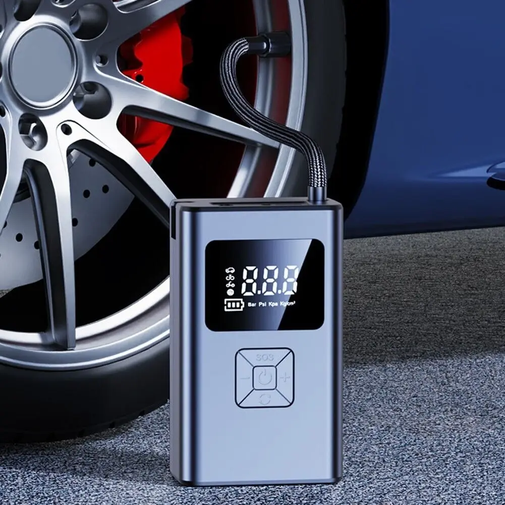 

4000mAh Car Air Pump Portable Mini Self Propelled Electric Tire Pump Handheld Wireless Digital Display Charging Pump