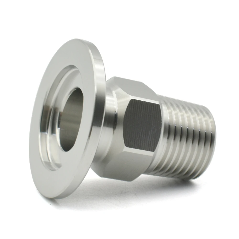 304 Stainless Steel KF Vacuum Flange Hex Adapter BSP External Thread 1/8