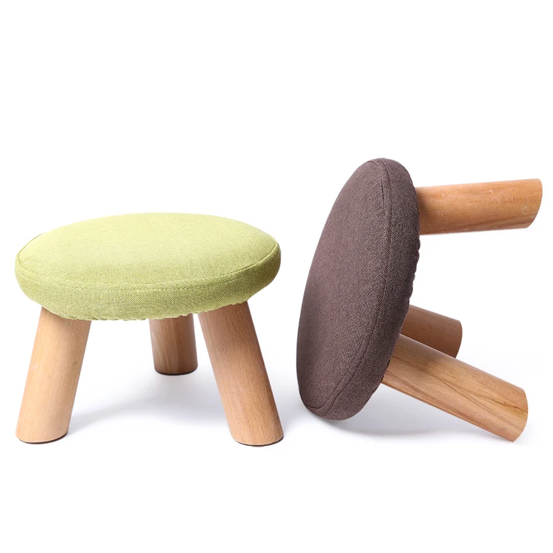 

*Factory wholesale solid wood fabric child stool in indoor