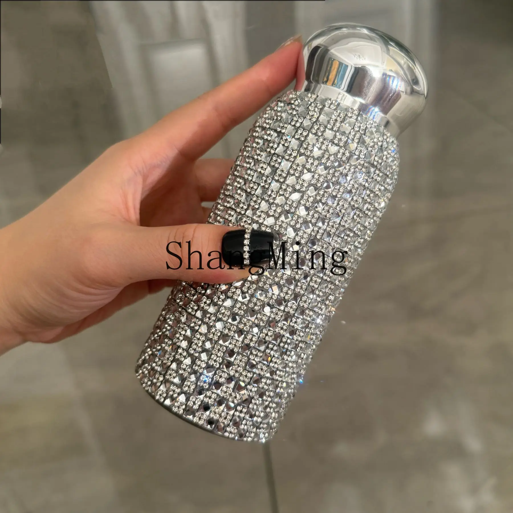 

XH stainless steel diamond-encrusted thermos cup female creative rhinestone portable student water cup female full diamond
