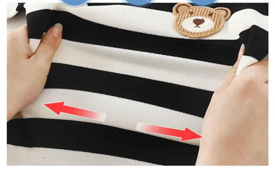 Neues koreanisches Kinder-Set für Jungen und Mädchen, Sommer-Set mit gestreiftem Rundhalsausschnitt, Revers, kurzen Ärmeln und Shorts, lässiges zweiteiliges Set – Detail 7