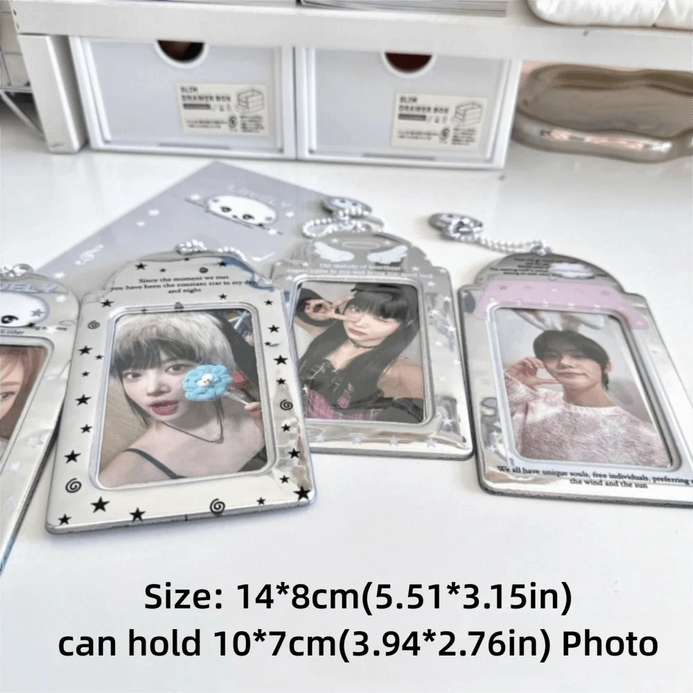 New 3 Inch Kpop Photocard Holder Picture Display Pendant Idol Photo Frame PVC Silver Card Holder
