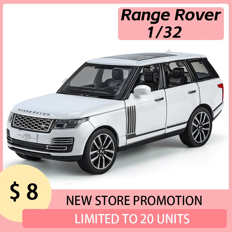 1:32 Range Rover 50th Anniversary SUV Pull Back Diecast Metal Vehicle Light Sound Car Models Toys Collection One Piece Hot Wheel