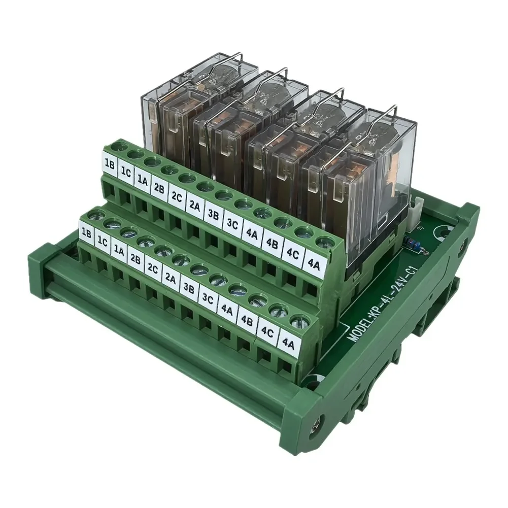 KP-4L-24V-C1 4 Channel Relay 5A Two NO Two Contacts For PLC Isolation Board Automation Control System Green