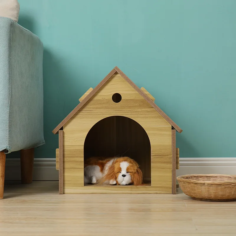 House Shape Detachable Cat Cages, Multi-purpose Outdoor Cat House Wooden, Wood Dog House Indoor Semi-closed Kennels Puppy Houses