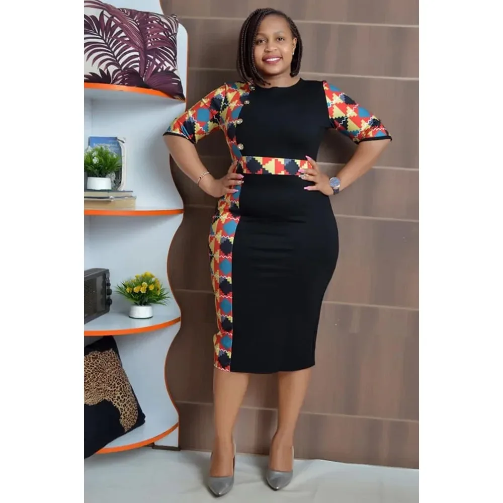 2XL-6XL африканские свадебные платья для женщин 2024, весеннее африканское облегающее платье с рукавами 3/4, большие размеры, Дашики, африканская одежда