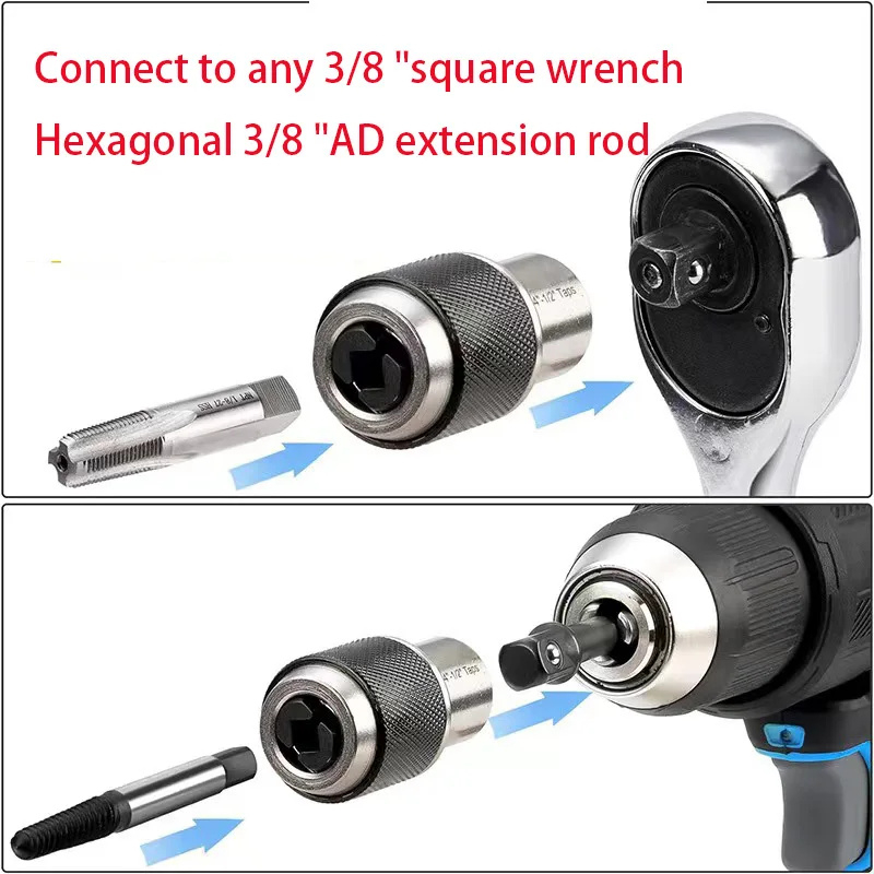 Automobile Maintenance M3-M12 Tap Hinge Socket Chuck Adjustable Ratchet Tap Wrench