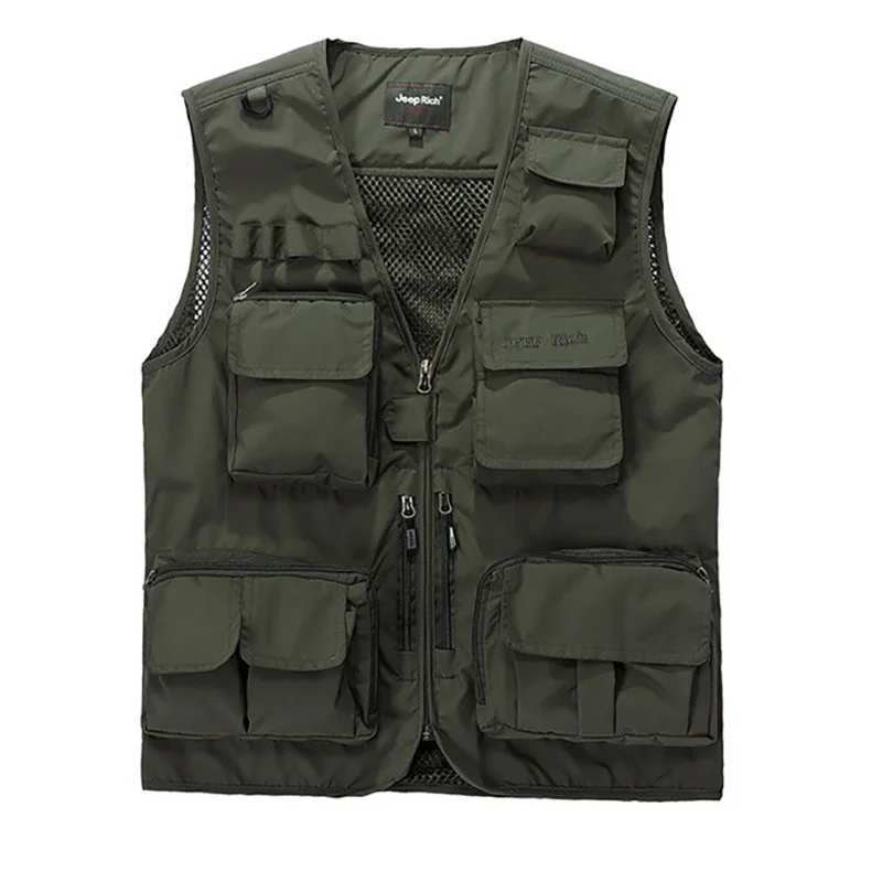 Summer Outdoors Waistcoat Men Pockets Mesh Photographer Hiking Hunting fishing Vest Tactical Cotton Outwear Sleeveless Jacket