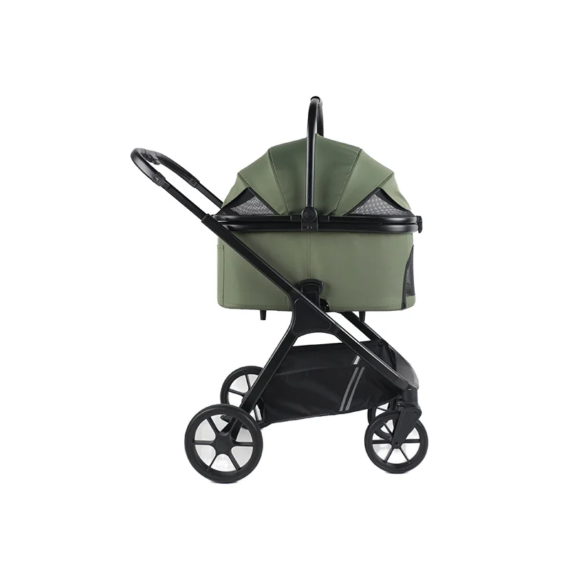 4‑Wheel Foldable Stainless Steel Pet Trolley Stroller Detachable Carrier Equipped With Leash For Dog Daily Walk Travel