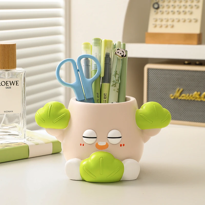 Cute Cartoon Vegetable Figurine Pen Holder, Desktop Stationery Storage, Tabletop Decor Ornament