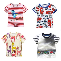 Jumping Meters Fashion Summer Girls T Shirts Animals Print Baby Clothes Short Sleeve Toddler Kids Tees Tops Shirts