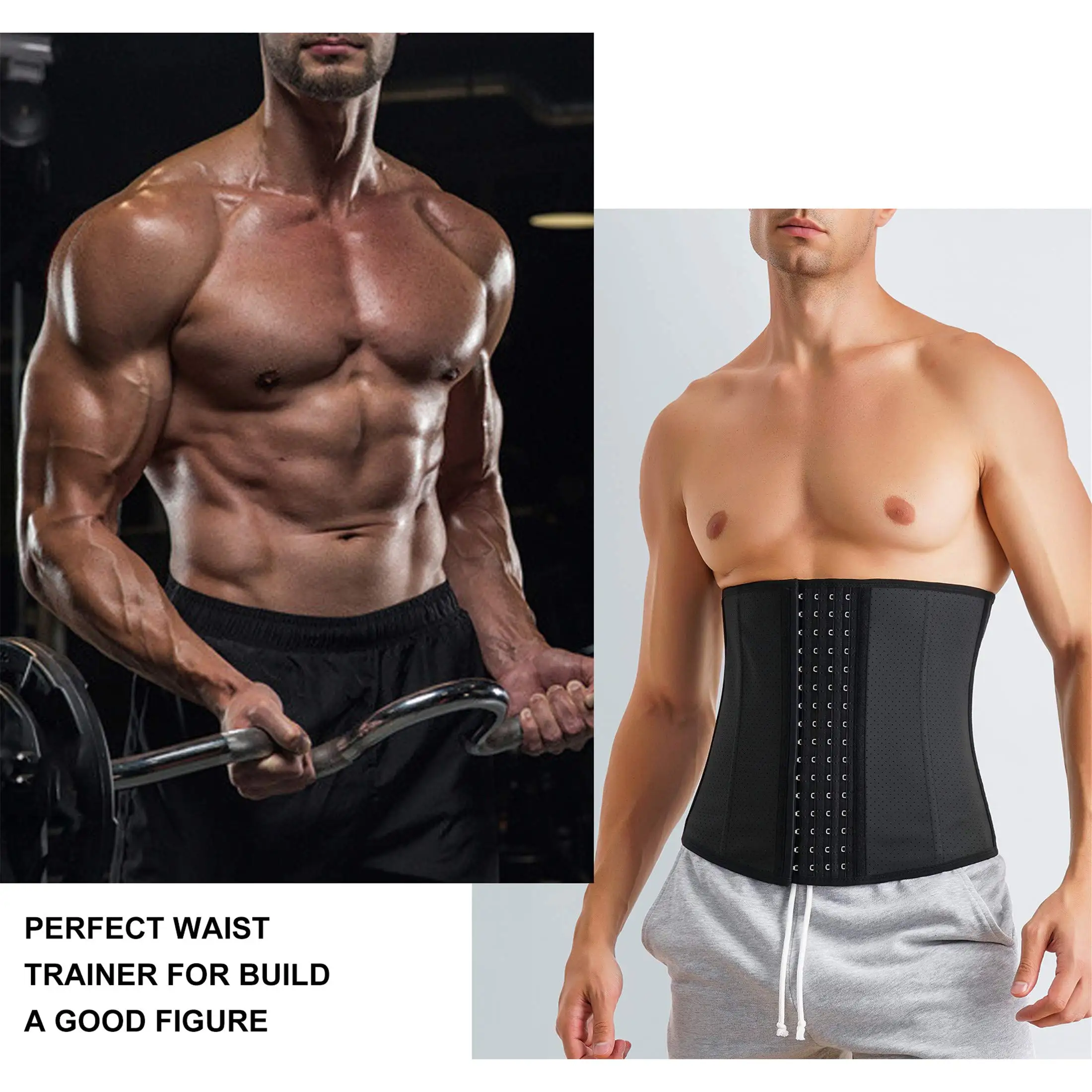 Sweat Waist Trainer for Men Weight Loss Girdle Body Shaper Upgraded Waist Cincher Shapewear with Steel Bones Extender Fat Burn