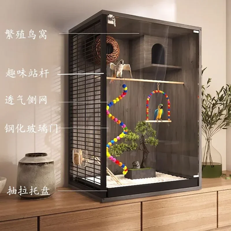 Perches Chinchilla Bird Cage Black Breeding Box Outdoor Carrier Bird Cage Parrot Accesorios Para Jaulas Bird Cage Decoration