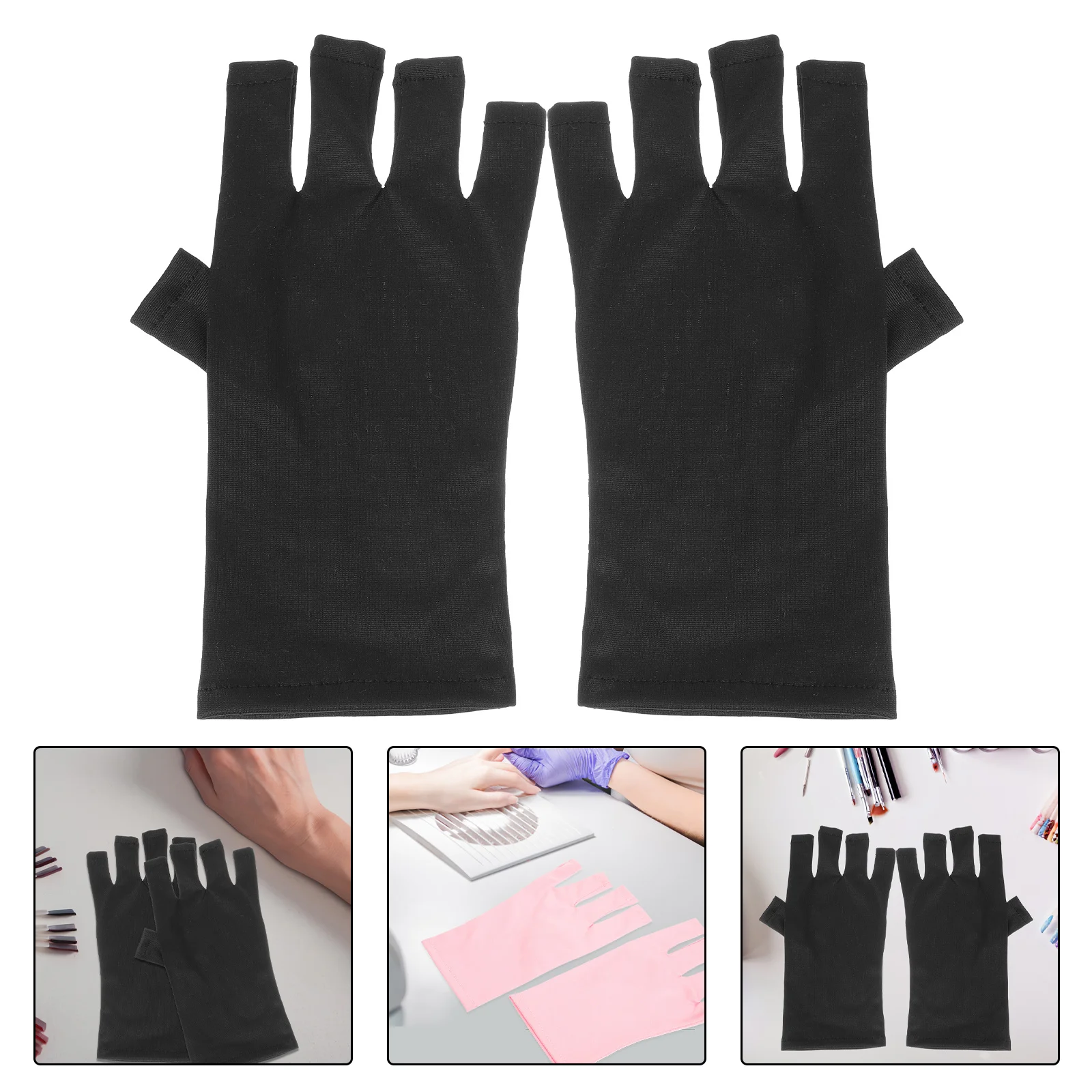 

Fingerless Manicure Gloves Uv Protection Anti Uv Nail Reusable Soft Polyester Hand Covers For Salon Nail Tools