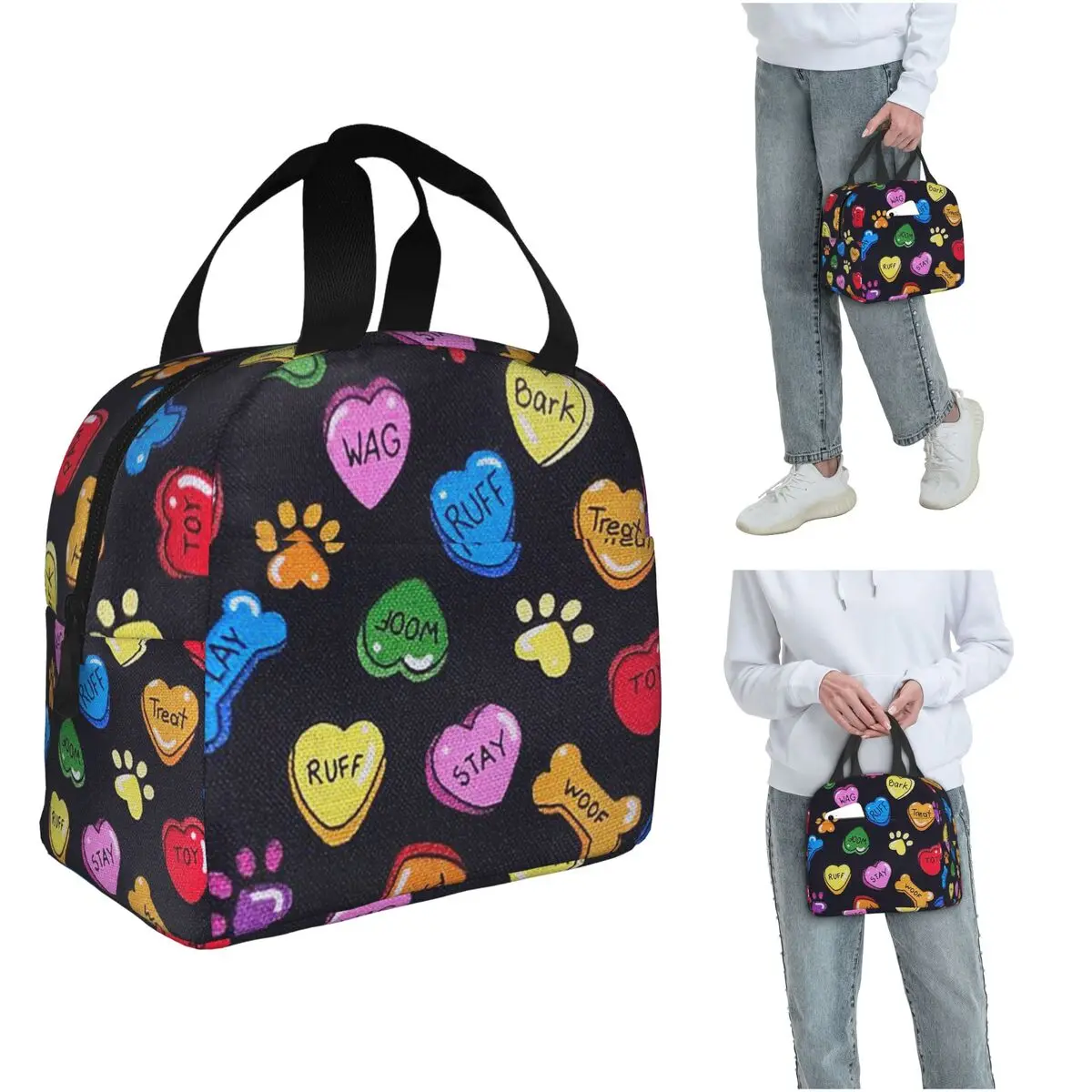 

Pet Cute Paw Dogs Cats Insulated Lunch Bag for Kids School Cooler Thermal Food Box Tote Portable Lunch Boxes Container