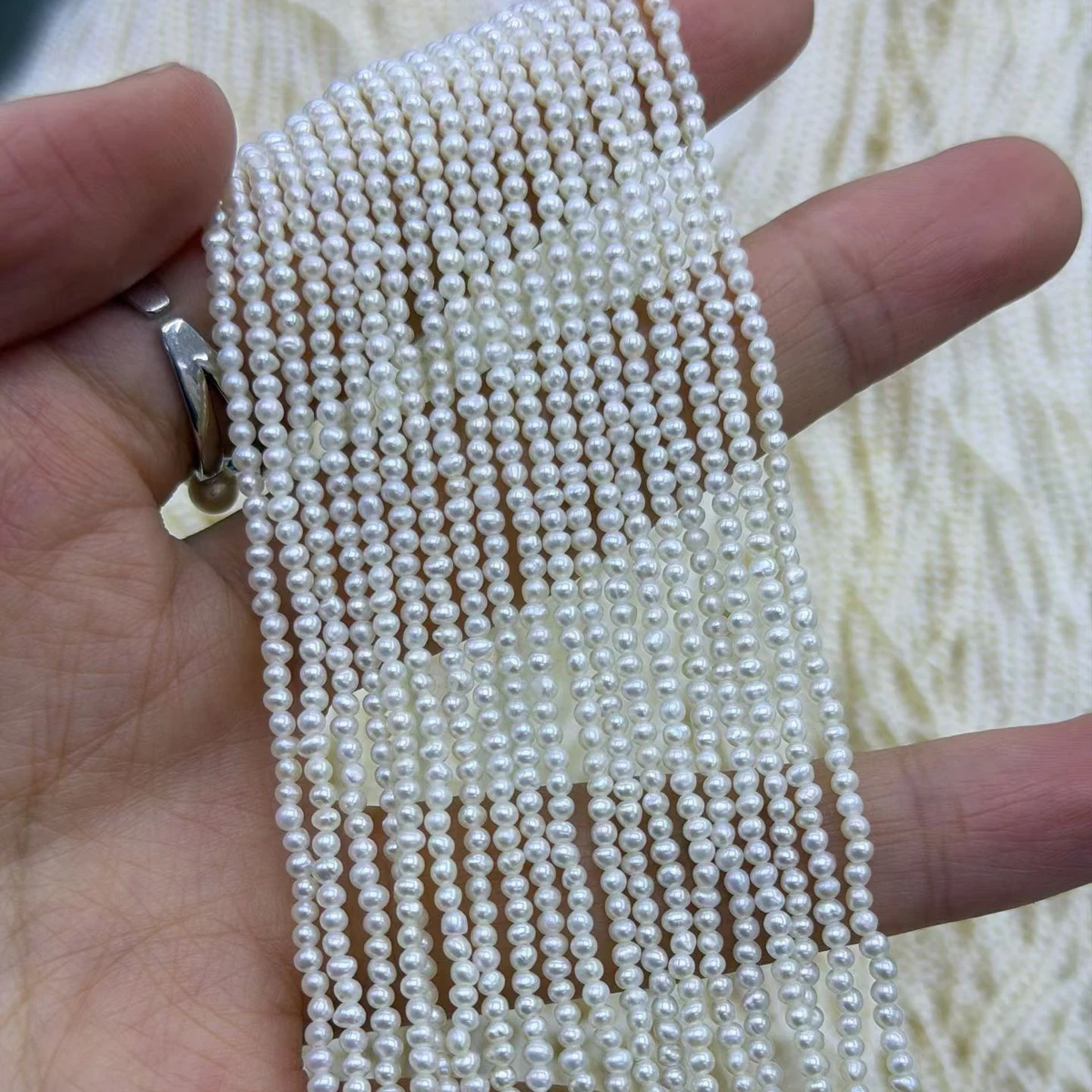 Premium 2-2.5mm Potato-Shaped Natural Freshwater Pearls Through Hole Beads DIY Handmade Necklaces Bracelets Jewelry Accessories
