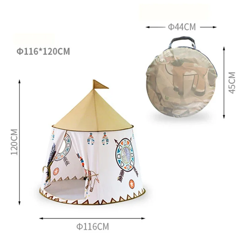 Kid Teepee Tent House Portable Princess Castle Folding Kids Tents Baby Play House Children Play Toy Birthday Christmas Gift