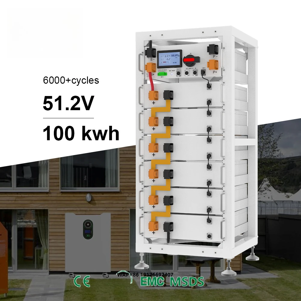 High Voltage Commercial Battery Stacked Lithium Battery System 51.2v 100ah 100kwh Rack Type Lifepo4 Energy Storage Battery