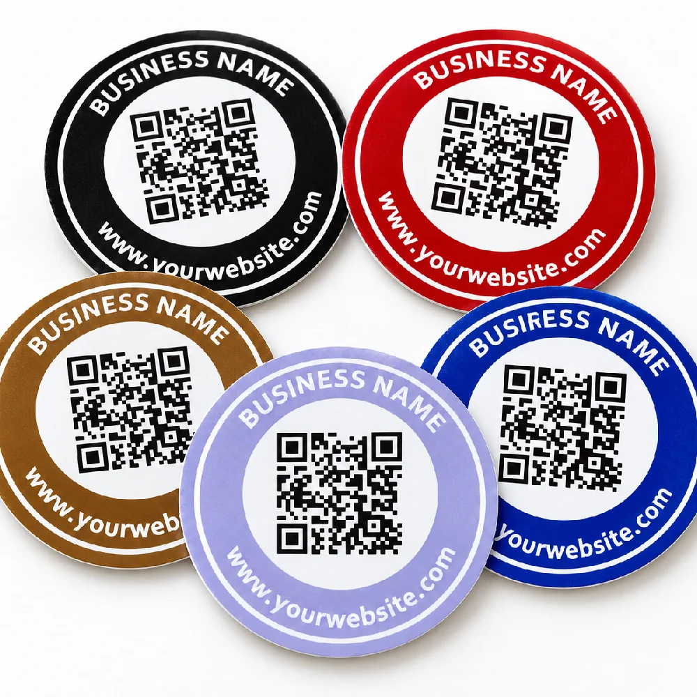 Custom Qr Code Stickers Can Add the Name of the Business, Website Address, and Text Above and Below, with Multiple Colors Available, Suitable for Sticking on Shipping Boxes, Gift Boxes, Coffee Cups, Shopping Bags, Product Packaging, and Thank You Cards, Making It Easy for Customers to Scan the Code to Access the Official Website, Social Media, or Online Store, Enhancing Brand Recognition, Suitable for Small Businesses, Artisanal Shops, Coffee Shops, Bakeries, and E-Commerce Sellers