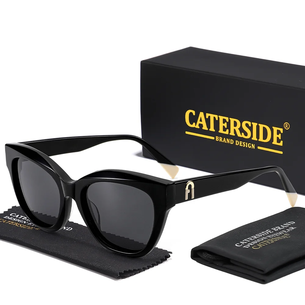 CATERSIDE Unisex Mode Polarisierte Sonnenbrille Acetatfaser Dicker Rahmen Reise Business Party Luxus Dekorative Brille UV400 – Detail 13